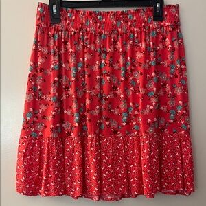 Loft red floral flowy skirt, size‎ M